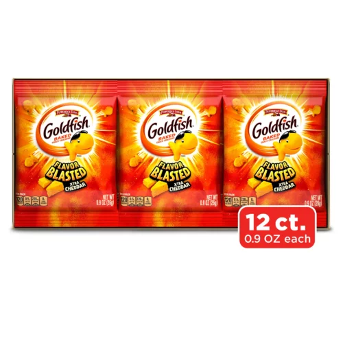 Goldfish Flavor Blasted Crackers, Xtra Cheddar Snack Packs, 12 Count Multipack